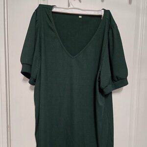 forest green v-neck blouse large